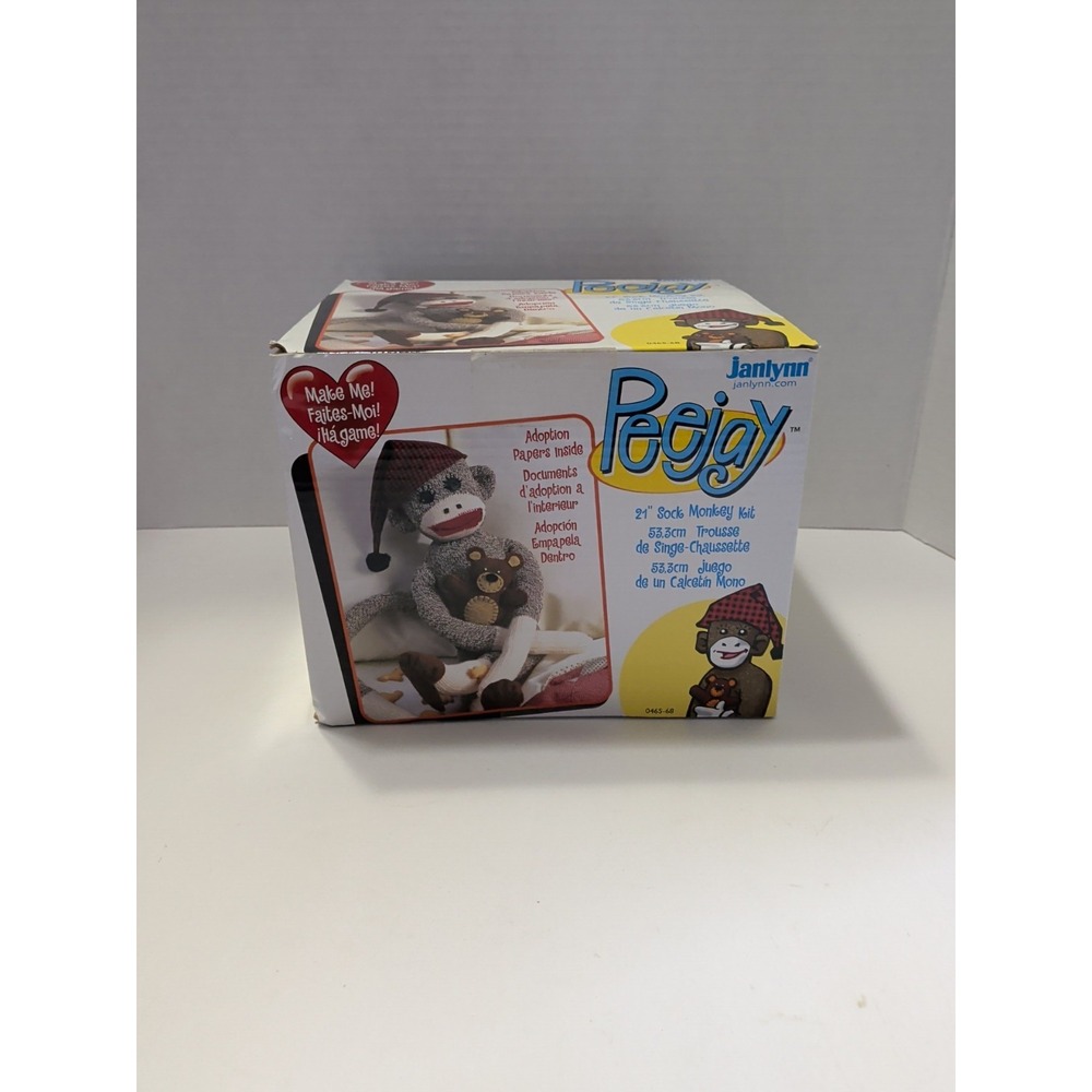 Janlynn Peejay 21 Inch Sock Monkey Kit DIY Plush Toy Brown Heathered 0465-68